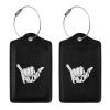 Shaka Aloha Hawaii Leather Baggage Bag Luggage Tags with Stainless Steel Loop and Privacy Cover view 3
