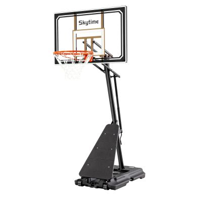 Skytime Basketball Hoop,Portable Basketball Hoop Outdoor with Shatterproof 44in PC Backboard,5.3-10ft Height Stepless Regulation Basketball Goal System with Rebound PlateBlack