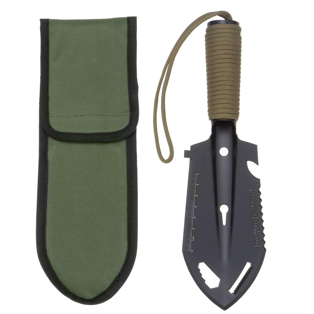 HARFINGTON Multifunctional Camping Shovel 9 in 1 Multi-Purpose Backpacking Shovels with Carrying Bag for Outdoor Camping Hiking, Black Khaki