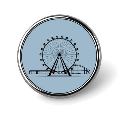 Ferris Wheel Round Badge Pin Brooches Metal Button Badges for Hats Jackets Shirts Decor, Circular, style