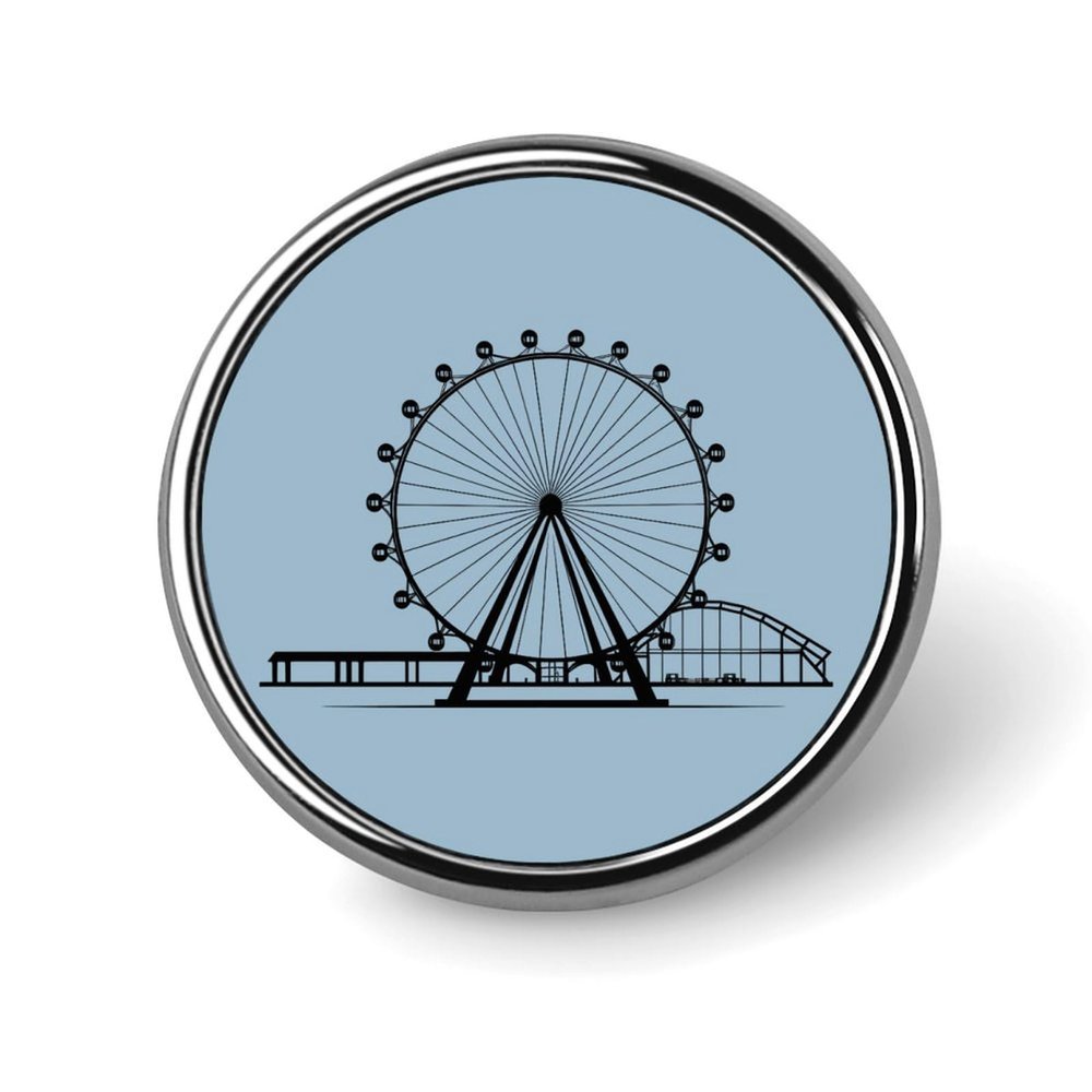 Ferris Wheel Round Badge Pin Brooches Metal Button Badges for Hats Jackets Shirts Decor, Circular, style