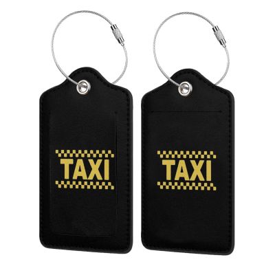 Taxi Driver Cab Leather Baggage Bag Luggage Tags with Stainless Steel Loop and Privacy Cover