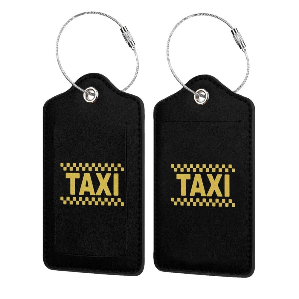 Taxi Driver Cab Leather Baggage Bag Luggage Tags with Stainless Steel Loop and Privacy Cover