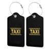 Taxi Driver Cab Leather Baggage Bag Luggage Tags with Stainless Steel Loop and Privacy Cover view 1
