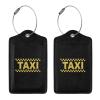 Taxi Driver Cab Leather Baggage Bag Luggage Tags with Stainless Steel Loop and Privacy Cover view 3