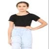 Loxdonz Girls Short Sleeve Crop Top Kids Off Shoulder Top T-Shirt Tee Tops (US, Age, 9 Years, 10 Years, Black) view 4