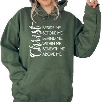 HQR Express Sweatshirt for Christian Man and Woman, Christ Within Me Christ Beside Me Before Me Sweatshirt, Gift for Christian, Jesus Lover Hoodie