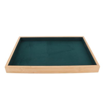 F&Y Classic Velvet Lined Wood Jewelry Holder Tray: Display & Storage for Earrings, Rings, Necklaces, Bracelets in Drawers & Boxes (Green)