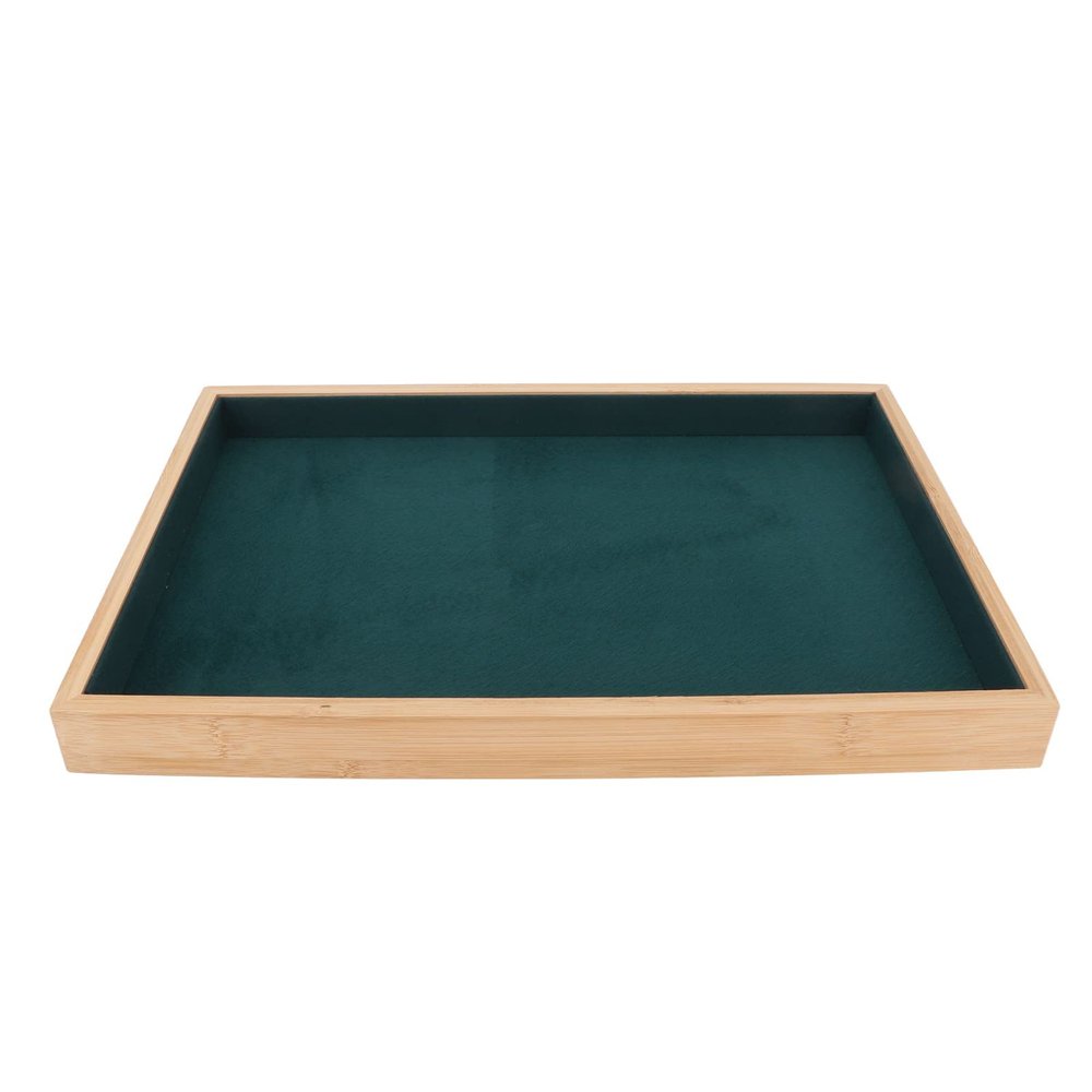 F&Y Classic Velvet Lined Wood Jewelry Holder Tray: Display & Storage for Earrings, Rings, Necklaces, Bracelets in Drawers & Boxes (Green)