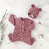 Infant Boys Girls Clothes Set Newborn Baby Romper Hat Ribbed Knit Long Sleeve Button Solid (Z1-Pink, 3-6 Months) view 3