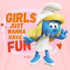 Spreadshirt The Smurfs Smurfette Girls Just Wanna Have Fun Kid's T-Shirt, L, Pink view 2