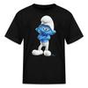 Spreadshirt The Smurfs Brainy Smurf Kid's T-Shirt, XL, Black view 1