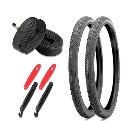 2 Pack Mountain Bike Tire and Tube Set-2 Pack 26x2.125 Inch Replacement Bicycle Tires and 26 inch Bike Inner Tubes with 4 Tire Levers,Puncture-Resistant