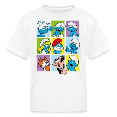 Spreadshirt The Smurfs Colorful Characters Collage Design Kid's T-Shirt, S, White