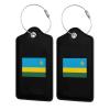 Rwanda Flag Leather Baggage Bag Luggage Tags with Stainless Steel Loop and Privacy Cover view 1