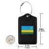 Rwanda Flag Leather Baggage Bag Luggage Tags with Stainless Steel Loop and Privacy Cover view 4