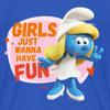 The Smurfs Smurfette Girls Just Wanna Have Fun Kid's T-Shirt Royal Blue view 2
