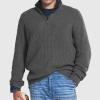 ZYXTIM Men's Quarter Zip Sweater Pullover Long Sleeve Ribbed Knit Mock Neck Polo Shirts Classic Work Causal Pullover Tops(Grey,XX-Large) view 2