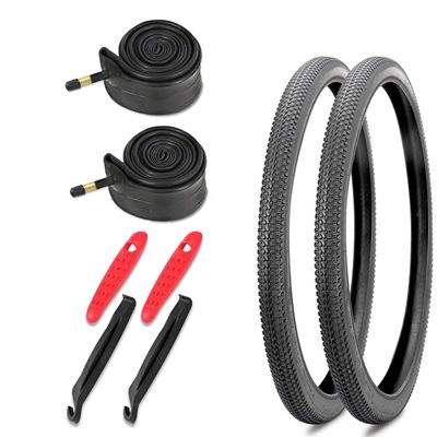 2 Pack Mountain Bike Tires 20 x 2.125Inch with Bike Tubes 20" x 1.95" - 2.125" 33mm Valve,4 Pcs Tire Levers - Puncture-Resistant Bicycle Tires - Bike Replacement for MTB Beach Cruiser Mountain Bikes