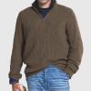 ZYXTIM Mens Crewneck Pullover Sweater Waffle Textured Long Sleeve Knitted Sweaters(Brown,Small) view 2