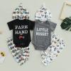 Baby Layette Set Infant Boy Farm Animals Bodysuit Clothes Letter Romper+Pants Newborn Coming Home Outfit with Hat (A Black, 12-18 Months) view 2