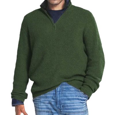 ZYXTIM Men's Quarter Zip Sweater Pullover Long Sleeve Ribbed Knit Mock Neck Polo Shirts Classic Work Causal Pullover Tops(Green,4X-Large)