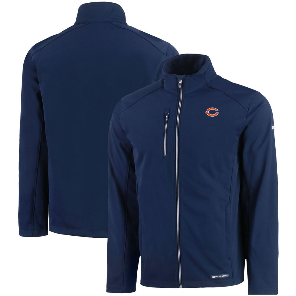 Cutter & Buck Men's Navy Chicago Bears Evoke Eco Softshell Recycled Full-Zip Jacket