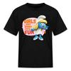 Spreadshirt The Smurfs Smurfette Girls Just Wanna Have Fun Kid's T-Shirt, S, Black view 1