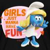 Spreadshirt The Smurfs Smurfette Girls Just Wanna Have Fun Kid's T-Shirt, S, Black view 2
