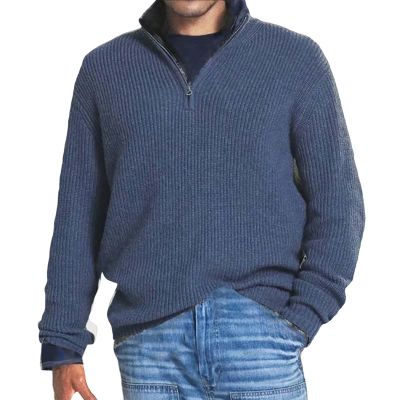 ZYXTIM Mens Crewneck Pullover Sweater Waffle Textured Long Sleeve Knitted Sweaters(Blue,3X-Large)