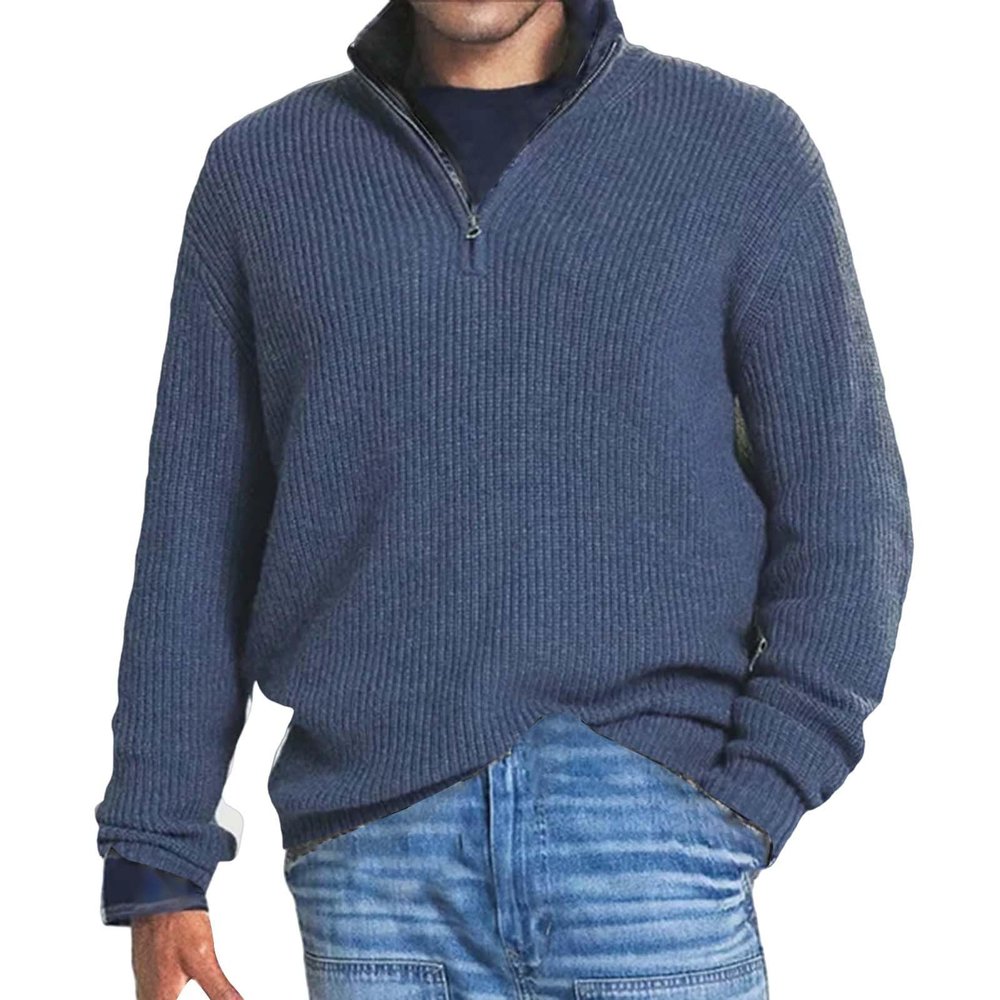 ZYXTIM Mens Crewneck Pullover Sweater Waffle Textured Long Sleeve Knitted Sweaters(Blue,3X-Large)