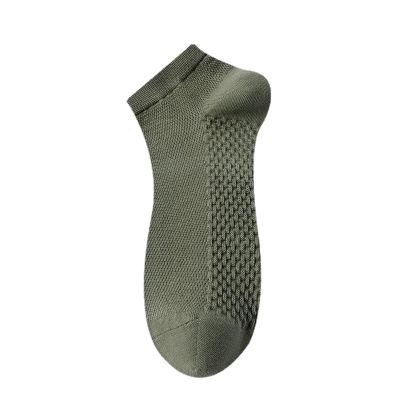 Yizelli 3 Pairs Ankle Socks for Men Lightweight Breathable Mesh Cotton Short Socks for Spring Summer (Army Green)