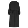 Women's Plus Size Tunic Dress Summer Cotton Linen Shirt Long Sleeve Maxi Dresses Loose Flowy Crewneck Beach Boho Dress Black view 3