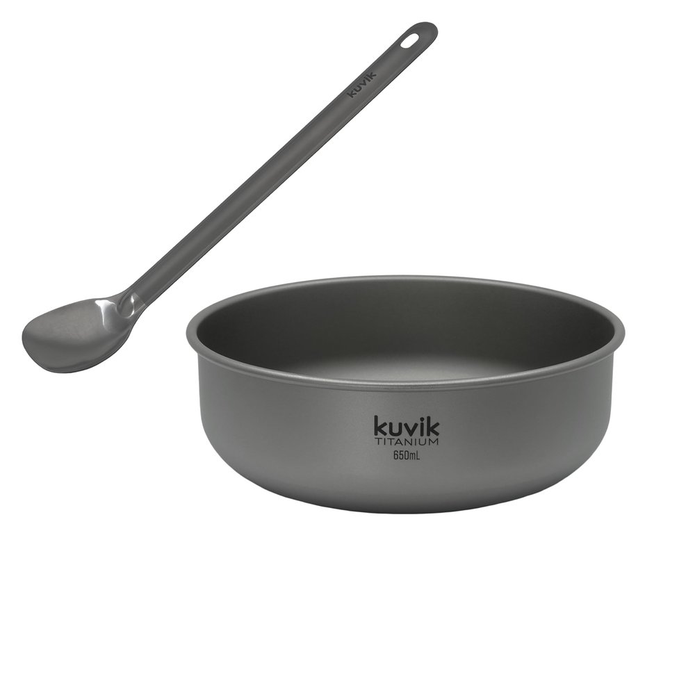 Kuvik Titanium Spoon & 650ml (22 oz) Titanium Bowl Bundle