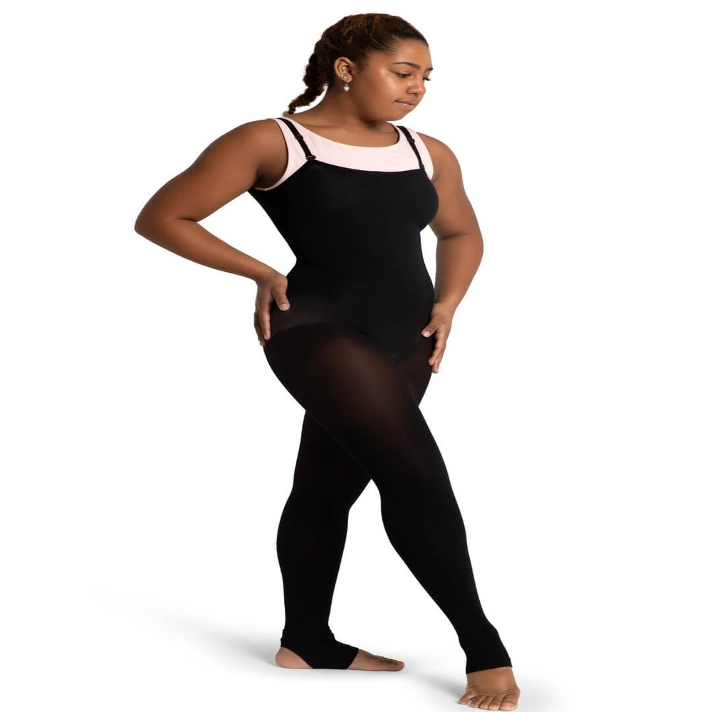 Capezio Ultra Soft Stirrup Body Tight, Black, 3X/4X