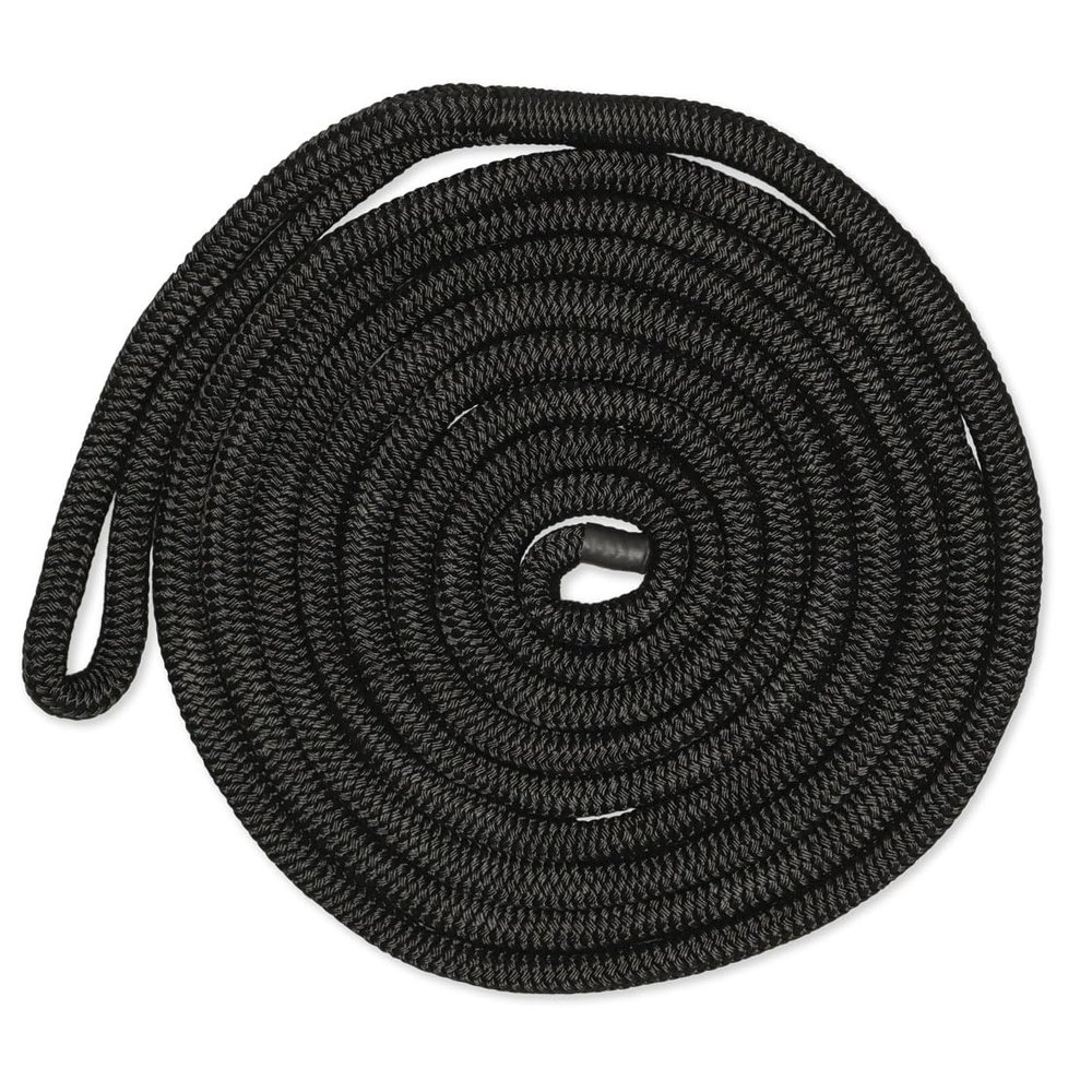 CMP Cordage CDL1215BK, Dock Line, 1/2" Diameter - 15' Length, Double Braid, Black