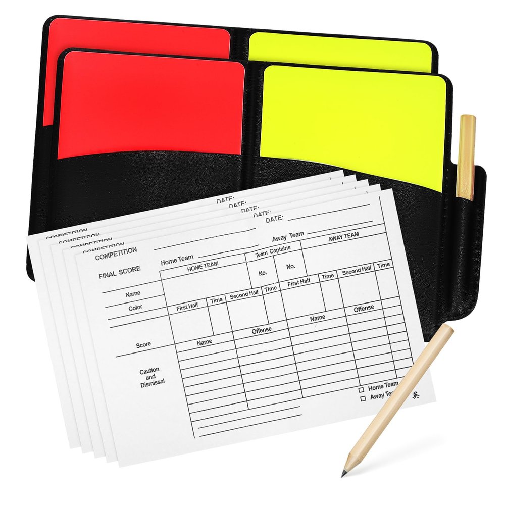 Happyyami 2set Referee Kits Durable Football Referee Cards with Score Sheet Pencil for Easy to Use Reusable