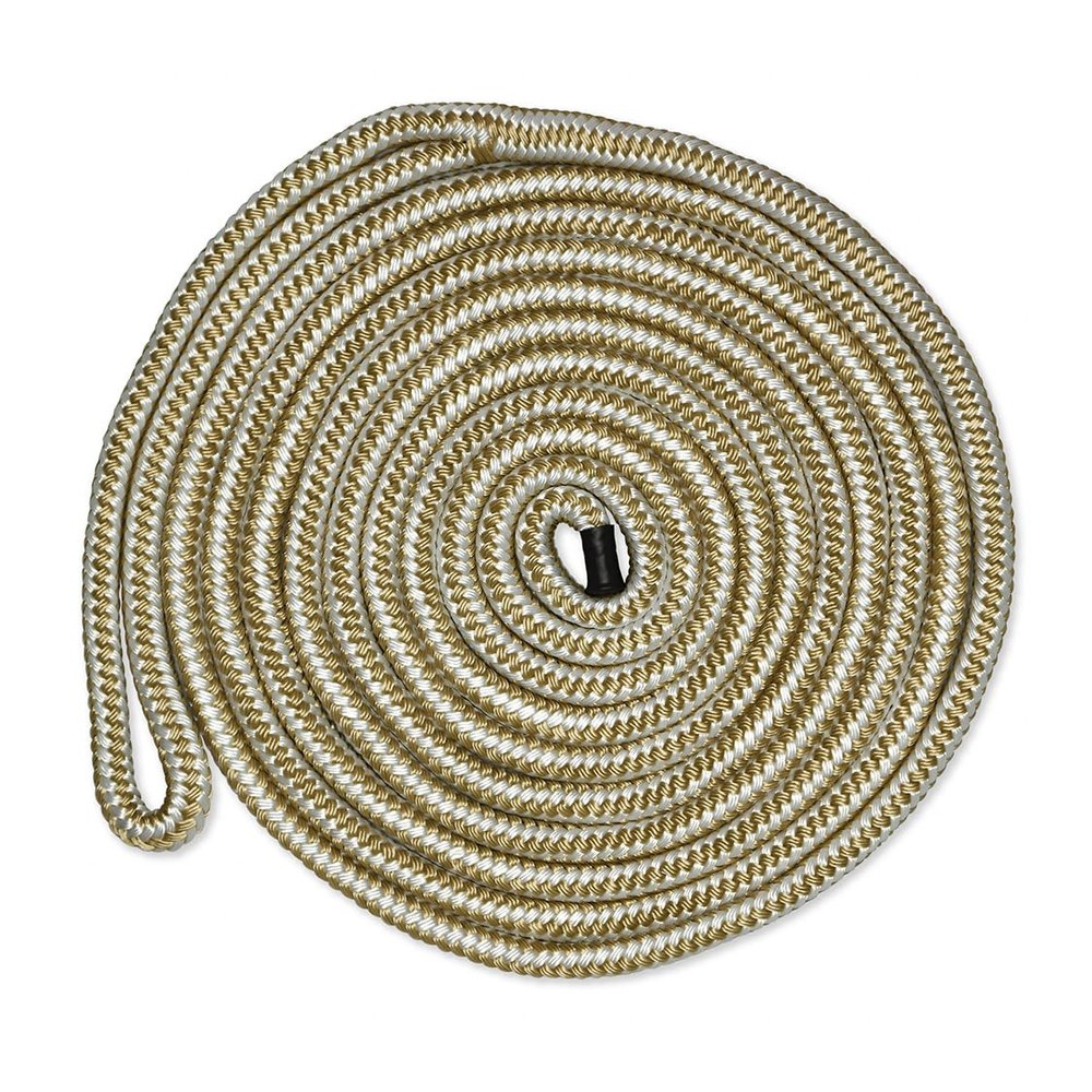 CMP Cordage CDL1225WG, Dock Line, 1/2" Diameter - 25' Length, Double Braid, White Gold