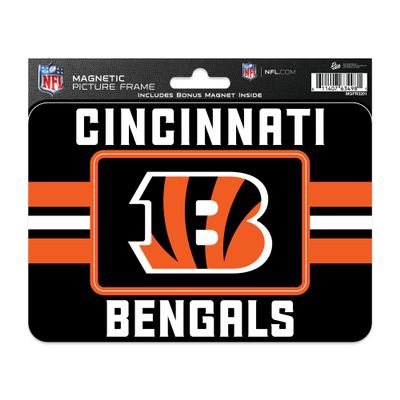 Rico Industries NFL Football Cincinnati Bengals Stripes Magnetic Picture Frame (5"x6.75") & Magnet Combo Set - Home Dcor - Regrigerator, Office, Kitchen