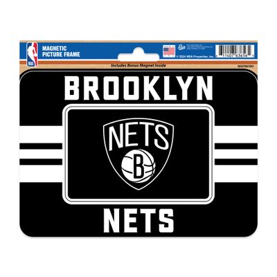 Rico Industries NBA Basketball Brooklyn Nets Stripes Magnetic Picture Frame (5"x6.75") & Magnet Combo Set - Home Dcor - Regrigerator, Office, Kitchen