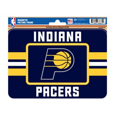 Rico Industries NBA Basketball Indiana Pacers Stripes Magnetic Picture Frame (5"x6.75") & Magnet Combo Set - Home Dcor - Regrigerator, Office, Kitchen
