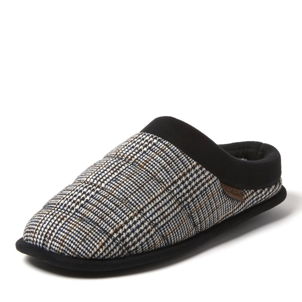 Dearfoams Men's Breathable Memory Foam Asher Clog House Shoe Slipper, Black, 7-8