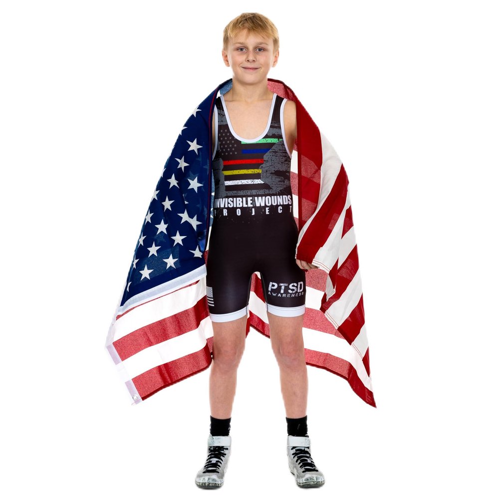 KO Sports Gear Unisex Wrestling Singlet for Youth Wrestlers - Wrestling Singlet for Boys & Girls - Bold Durable Uniform, Stretchy Breathable Material - IWP, Youth X-Small