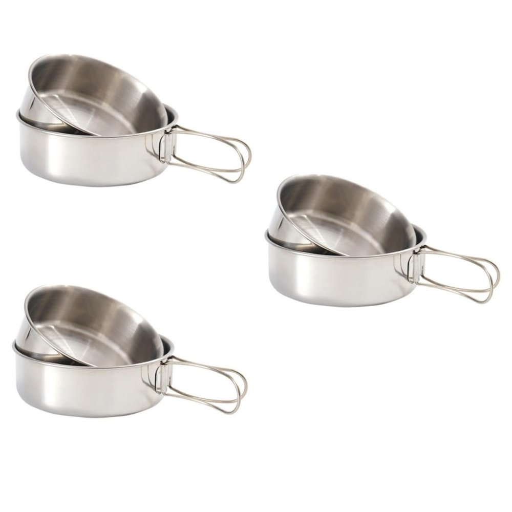 BESPORTBLE 3sets Portable Stainless Steel Bowls Outdoor Camping Equipment Mini Dinnerware Bowls Lids Utensils Small Easy Storage for Hiking Outdoor Adventures