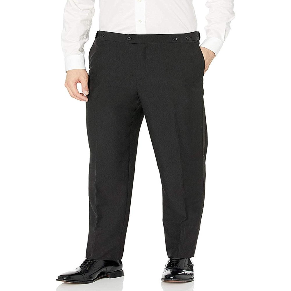 Adam Baker Designed, Men's (9018) 100% Polyester Modern Fit Flat Front Tuxedo Pants, Black, 52X30