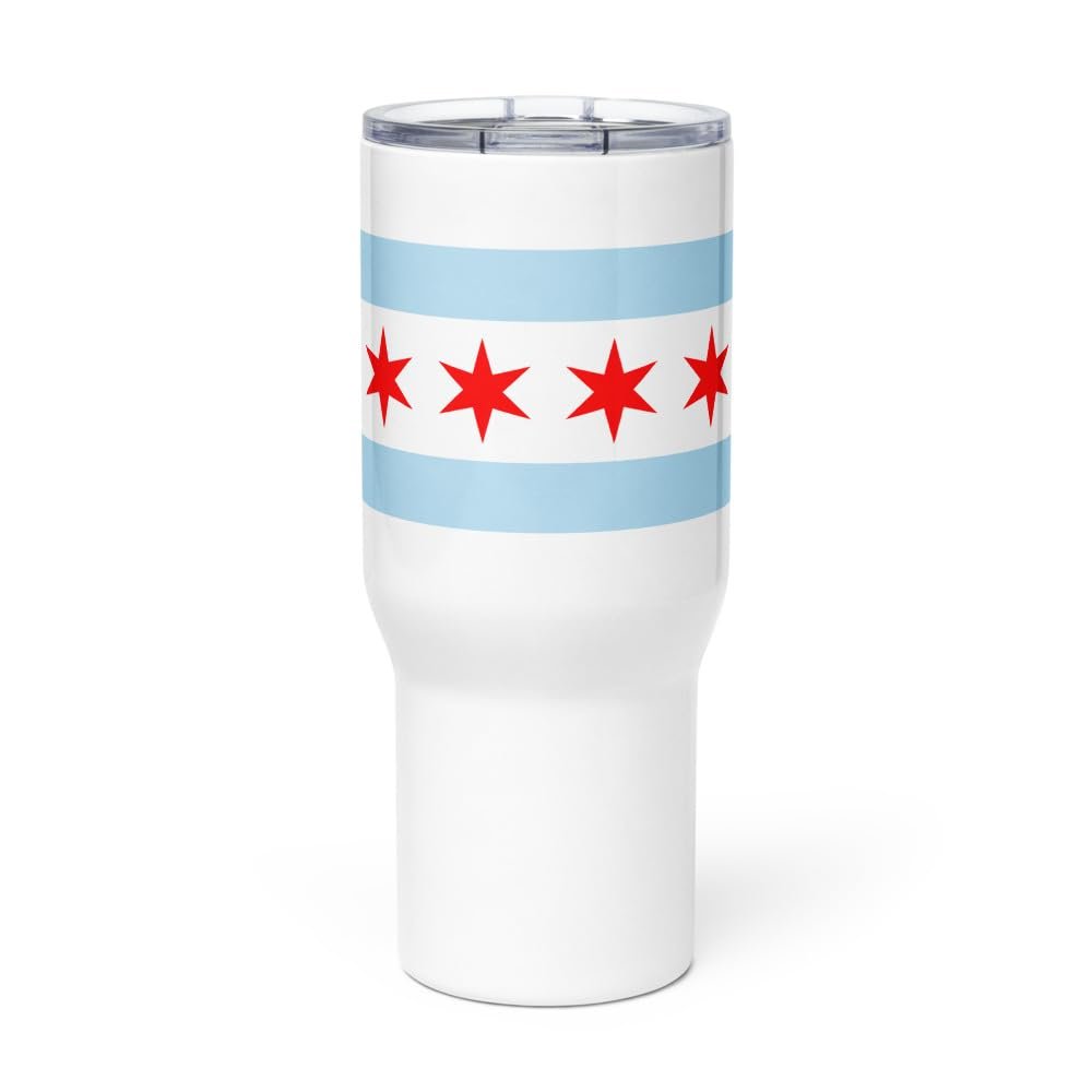 Flag of Chicago Illinois Travel mug with a handle