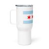 Flag of Chicago Illinois Travel mug with a handle view 2