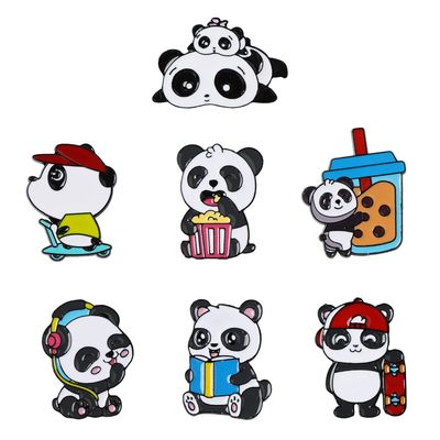 Ximimark 7 pcs Adorable Panda Enamel Pin for Men's Backpacks, Bags, and Jeans - Stylish Lapel Pin Brooch for Clothes
