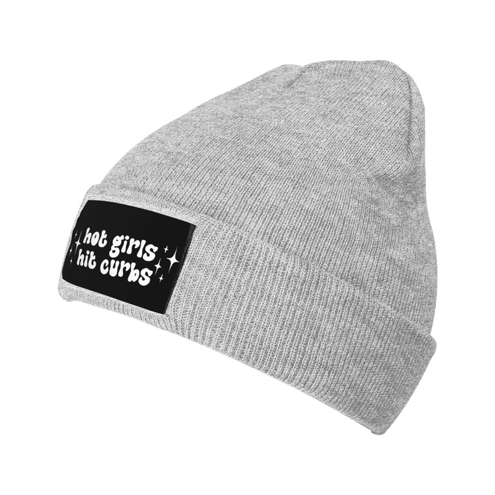 Funny Fashion Beanie Hat Hot Girls Hit Curbs Slouchy Knit Skull Cap Warm Winter Gray
