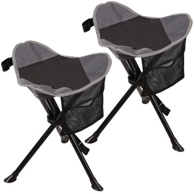 REDCAMP 2 Pack Folding Tripod Stools for Adults, Lightweight Portable Camping Stools for Fishing Hunting Backpacking Traveling, Black